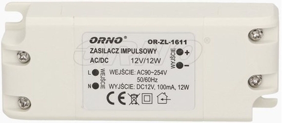 Picture of Orno Zasilacz LED 12V DC 12W 1A IP20 (OR-ZL-1611)