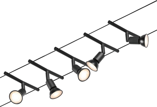 Изображение Paulmann Wire zestaw Salt max5x10W GU5,3 Czarny mat/Chrom 12V DC 60VA Metal/ Tworzywo sztuczne