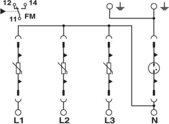 Picture of Phoenix Contact Ogranicznik przepięć typ 1+2 4P 12,5kA 1,2kV 335V VAL-MS-T1/T2 335/12,5/3+1-FM (2800183)