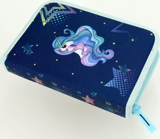 Изображение Piórnik Hama z wyposażeniem Rainbow Unicorn granatowy