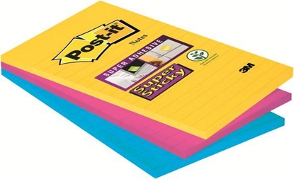 Picture of Post-it Bloczek SUPER STICKY 4690-SS3RIO-EU w linie, paleta RIO DE JANEIRO, 101x152mm, 3x90 kartek (3M0259)