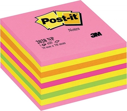 Attēls no Post-it Kostka samoprzylepna POST-IT (2028-NP), 76x76mm, 1x450 kart., cukierkowa różowa