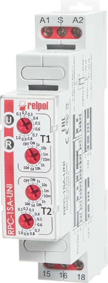 Picture of Relpol Przekaźnik czasowy 1P 1sek-10dni 12-240V AC/DC 50/60 Hz opóźnione załączenie RPC-1SA-UNI (863190)