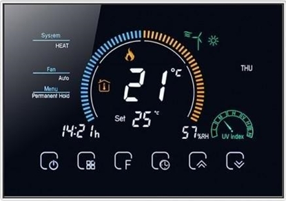 Attēls no Renov8 Smart Wi-Fi Thermostat with color LCD for fan-coil 2/4 pipe - compatible 86x86 and round 60mm box