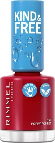 Изображение Rimmel  RIMMEL_Kind & Free Clean Nail Polish lakier do paznokci 156 Poppy Pop Red 8ml