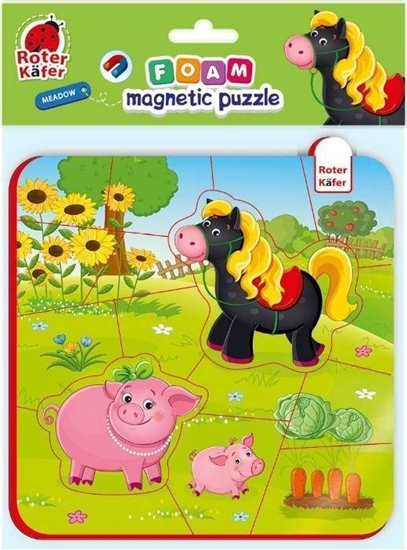 Изображение Roter Kafer Piankowe puzzle z magnesem "Koń i świnki" RK5010-08