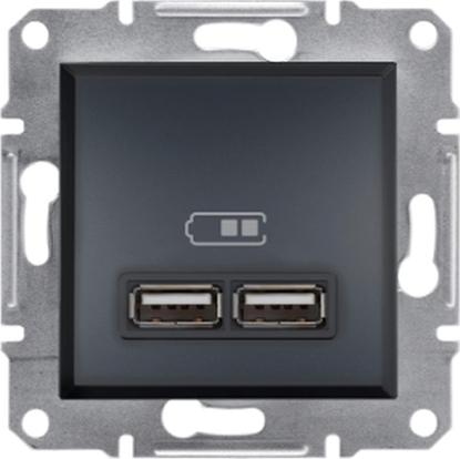 Attēls no Schneider Electric Asfora Gniazdo ładowarki USB 2.1A bez ramki, antracy EPH2700271