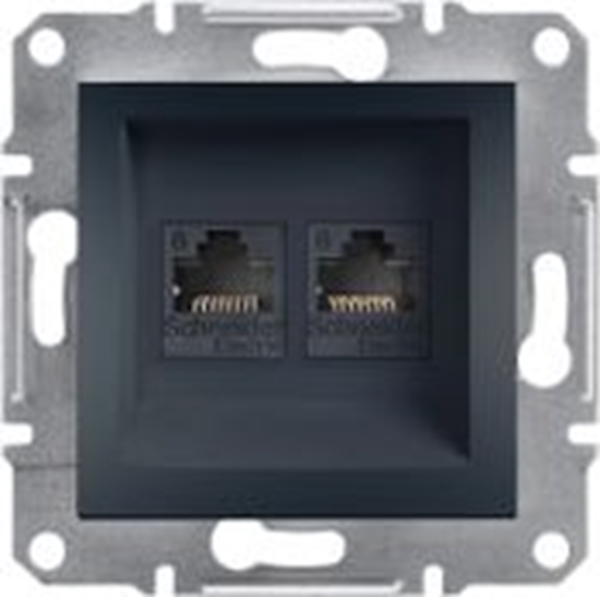 Изображение Schneider Electric Gniazdo komputerowe Asfora 2 x RJ45 kat. 6 UTP bez ramki antracyt (EPH4800171)