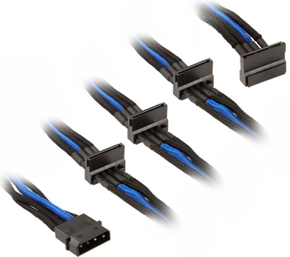 Attēls no SilverStone Molex - SATA x4, 0.3m, Niebieski (SST-PP07-BTSBA)