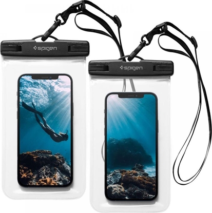 Attēls no Spigen Uniwersalne wodoszczelne etui Spigen A601 Universal Waterproof Case Crystal Clear [2 PACK]