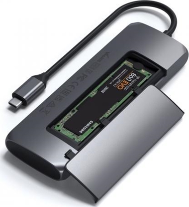 Изображение Stacja/replikator Satechi USB-C Hybrid Multiport Adapter with SSD Enclosure Space Gray | MacBook M1
