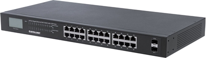 Picture of Intellinet 24-Port Gigabit Ethernet PoE+ Switch with 2 SFP Ports, LCD Display, IEEE 802.3at/af Power over Ethernet (PoE+/PoE) Compliant, 370 W, Endspan, 19" Rackmount