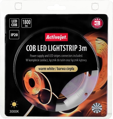 Изображение Taśma LED Activejet Taśma LED COB 3m z zasilaczem barwa ciepła IP20