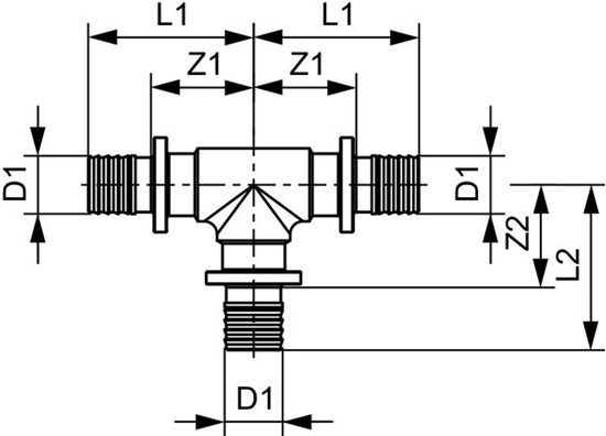 Picture of Tece TECEFLEX Trójnik 90 32X32X32 710032