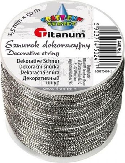 Изображение Titanum Sznurek metalizowany z rdzeniem 1.5mmx30m srebrny