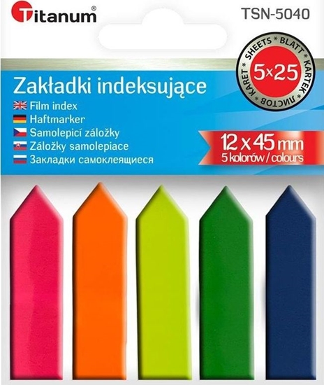 Изображение Titanum Zakładki indeksujące fluo 12x45mm 5x25 kartek