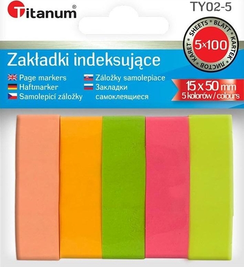 Изображение Titanum Zakładki indeksujące fluo 15x50mm 5x100 kartek