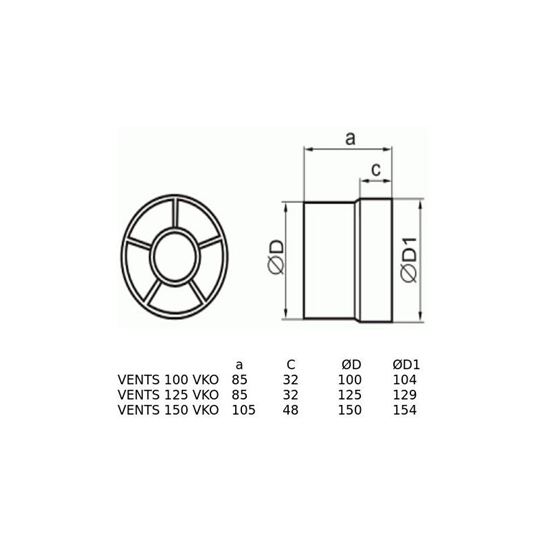 Picture of Vents Wentylator kanałowy fi 150 230V 24W 40dB z kołnierzem (150VKO)