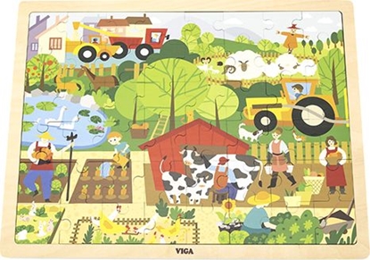 Изображение Viga Viga 44587 Puzzle na podkładce 48 elementów - poznajemy zoo