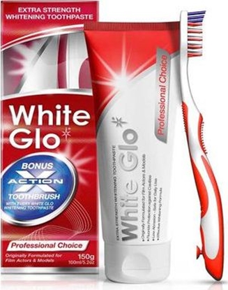 Attēls no White Glo Extra Strength Whitening Toothpaste pasta do zębów 2w1 z płynem do płukania 100ml + szczoteczka do zębów