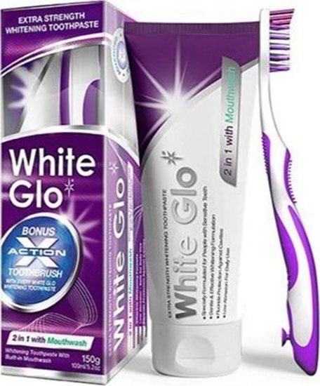 Picture of White Glo Mouthwash wybielająca pasta z płynem do płukania ust 100ml + szczoteczka do zębów