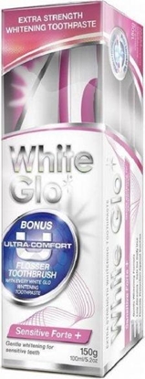 Attēls no White Glo WHITE GLO_SET Sensitive Forte + Extra Strength Whitening Toothpaste wybielająca pasta na wrażliwe zęby i delikatne dziąsła 100ml + szczoteczka do zębów