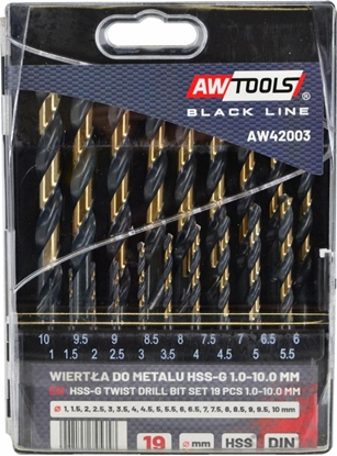 Picture of Wiertło AWTools AWTOOLS WIERTŁO METAL HSS M2 KPL.19SZT. /1,0-10,0MM/ PREMIUM AW42003 AWTOOLS