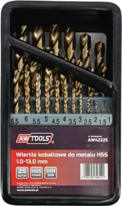 Изображение Wiertło AWTools do metalu HSS walcowe 1,5 2 7 4,5 4 5,5 5 1 3 2,5 3,5 6 10 10,5 11 11,5 12 12,5 13 6,5 7,5 8 8,5 9 9,5mm zestaw (AW42225)