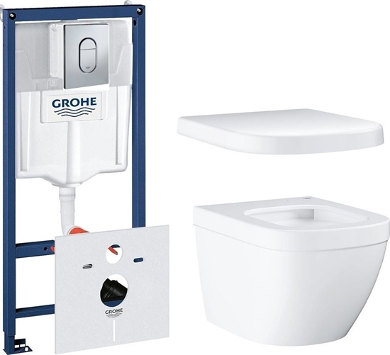 Picture of Zestaw podtynkowy Grohe WC komplektas Grohe EuroCeramic: potinkinis rėmas + klozetas + mygtukas + lėtai nusileidžiantis dangtis 39536000