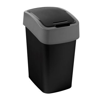 Изображение Atkritumu tvertne Curver Flip Bin 9l melns, sudraba