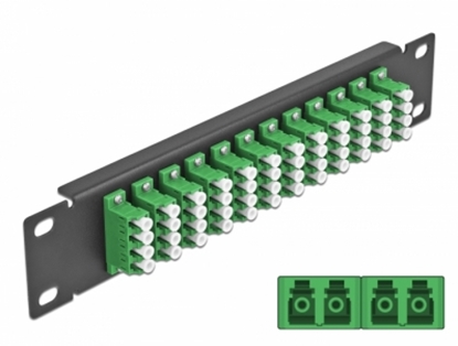 Attēls no Delock 10″ Fiber Optic Patch Panel 12 Port LC Quad green 1U black