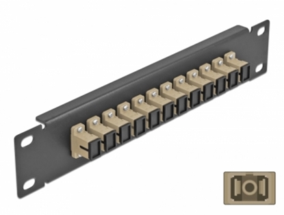 Attēls no Delock 10″ Fiber Optic Patch Panel 12 Port SC Simplex beige 1U black