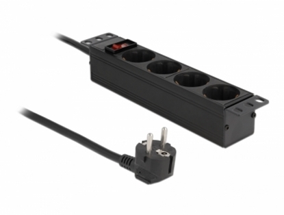 Attēls no Delock 10″ Power Socket 4-way with protective contact switch 1U black