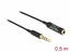 Attēls no Delock Audio Extension Cable Stereo Jack 3.5 mm 4 pin male to female Ultra Slim 0.5 m black