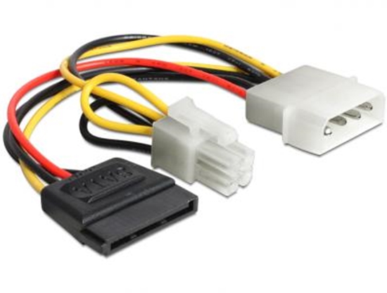 Picture of Delock Cable Power Molex 4 pin male  SATA 15 pin female + P4 male