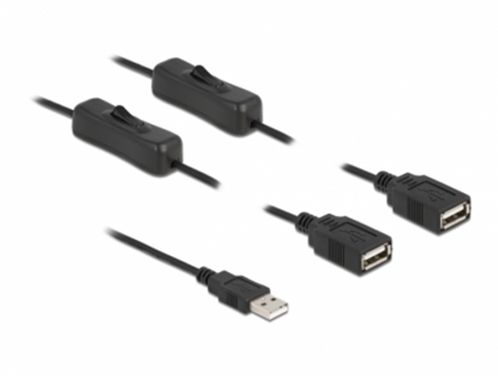 Изображение Delock Cable USB Type-A male to 2 x USB Type-A female with switch 1 m