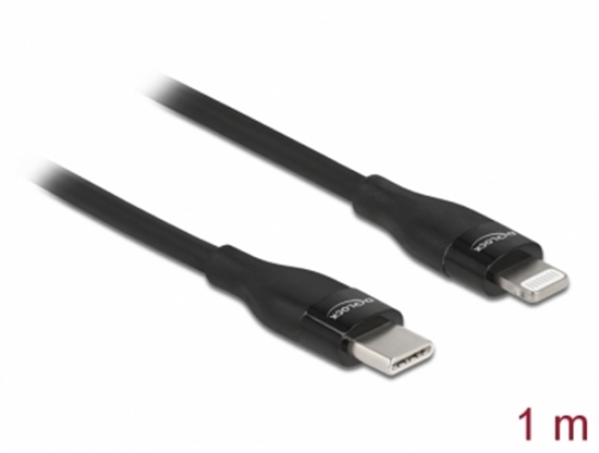 Picture of Delock Data and charging cable USB Type-C™ to Lightning™ for iPhone™, iPad™ and iPod™ black 1 m MFi