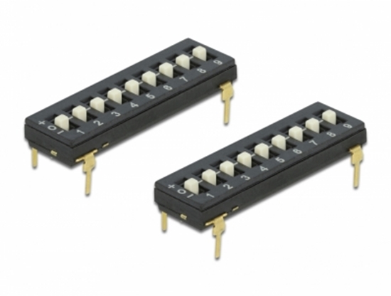 Picture of Delock DIP switch Tri-State 9-digit 2.54 mm pitch THT vertical black 2 pieces