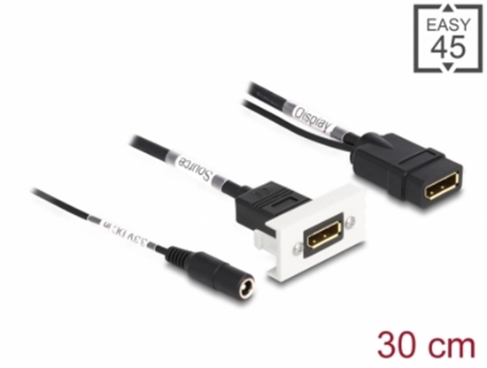 Изображение Delock Easy 45 DisplayPort 4K 60 Hz Module with DC feed 2.1 x 5.5 mm and pigtail,22.5 x 45 mm