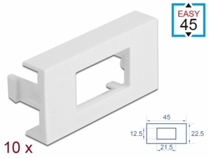 Attēls no Delock Easy 45 Module Plate Rectangular cut-out 12.5 x 21.5 mm, 45 x 22.5 mm 10 pieces white