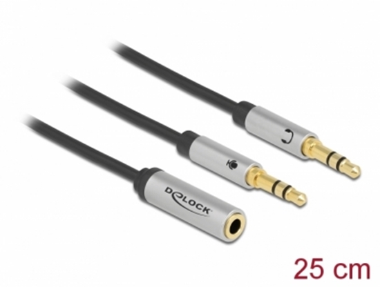 Изображение Delock Headset Adapter 1 x 3.5 mm 4 pin Stereo jack female to 2 x 3.5 mm 3 pin Stereo jack male (CTIA)