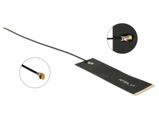 Picture of Delock LoRa Antenna 863-928 MHz MHF plug 1.68 dBi 1.13 15 cm black self adhesive