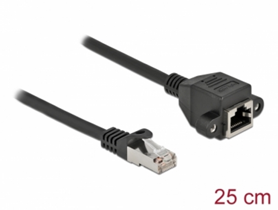 Изображение Delock Network Extension Cable S/FTP RJ45 plug to RJ45 jack Cat.6A 25 cm black