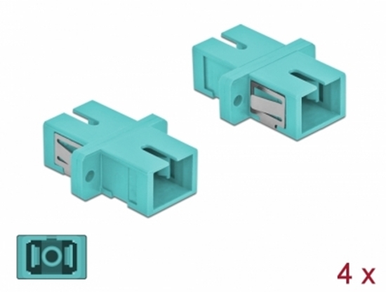Picture of Delock Optical Fiber Coupler SC Simplex female to SC Simplex female Multi-mode 4 pieces light blue