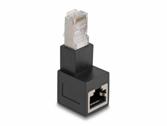 Picture of Delock RJ45 plug to RJ45 jack Adapter Cat.6A 90° downwards angled