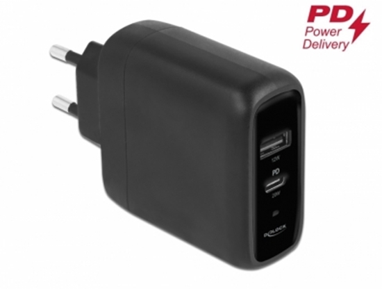 Picture of Delock USB Charger USB Type-C™ PD 3.0 and USB Type-A with 20 W + 12 W