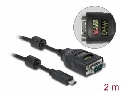 Picture of Delock USB Type-A to Serial DB9 Adapter with 9 LED RS-232 Tester