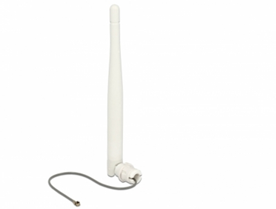 Изображение Delock WLAN 802.11 b/g/n Antenna MHF plug 3 dBi omnidirectional 1.13 12 cm flexibel clip white