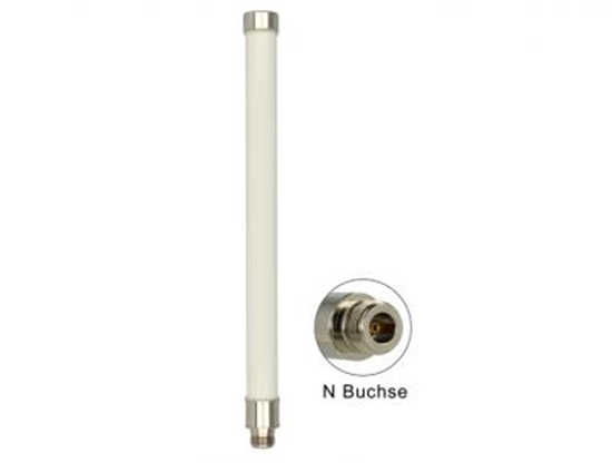 Изображение Delock WLAN Antenna 802.11 acahbgn 6 ~ 8 dBi 280 mm omnidirectional pole mounting fixed white outdoor