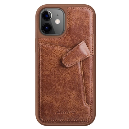 Attēls no Nillkin Nillkin Aoge Leather Case elastyczne pancerne etui z prawdziwej skóry z kieszonką iPhone 12 mini brązowy